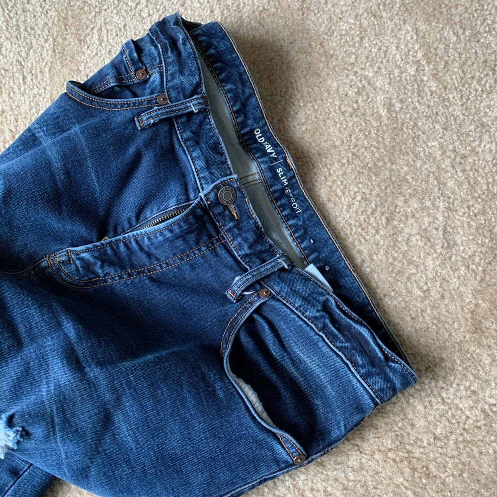 Old Navy Slim Distressed Built-In Flex Jeans Blue - image 5